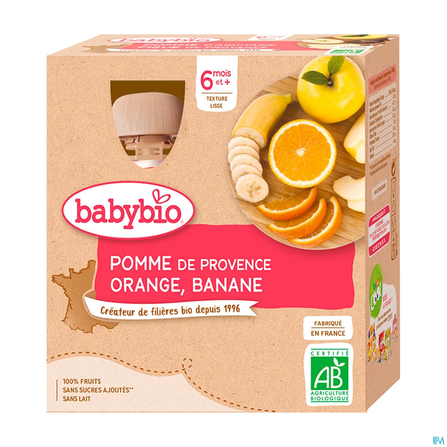 BABYBIO GOURD POM/ORANG/BANA 4X90G