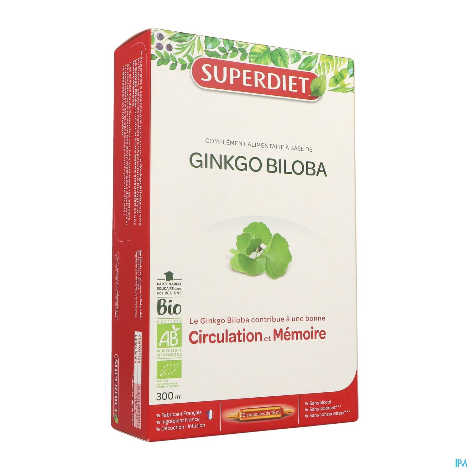 Superdiet Ginkgo Biloba Bio Ampoule Buvable 15ml 20