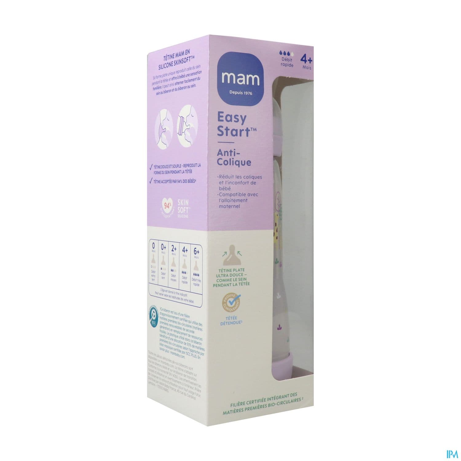 Mam Biberon Easy Start Anticolique 320ml Lilas Tetine Debit 3