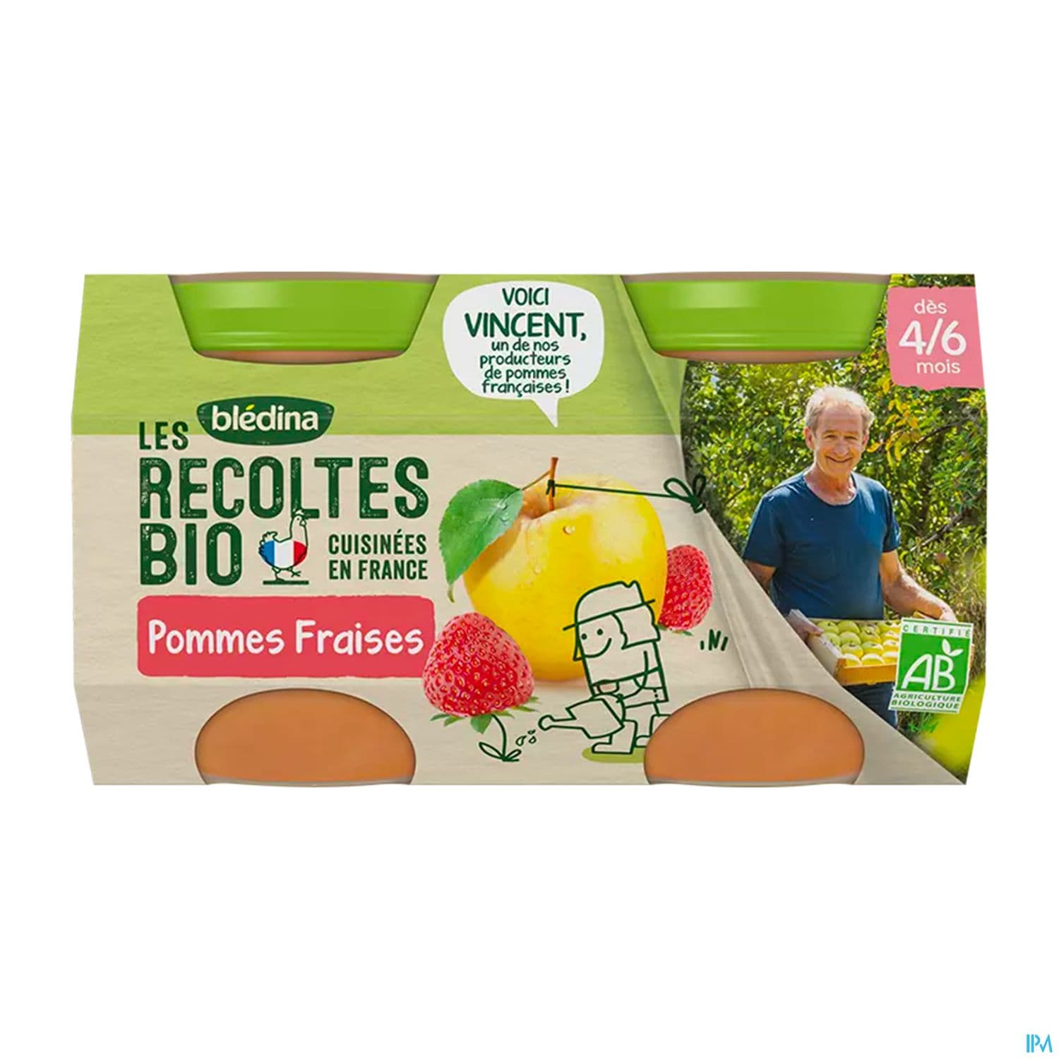 Bledina Les Recoltes Bio Pot Pomme Fraise 130g X2
