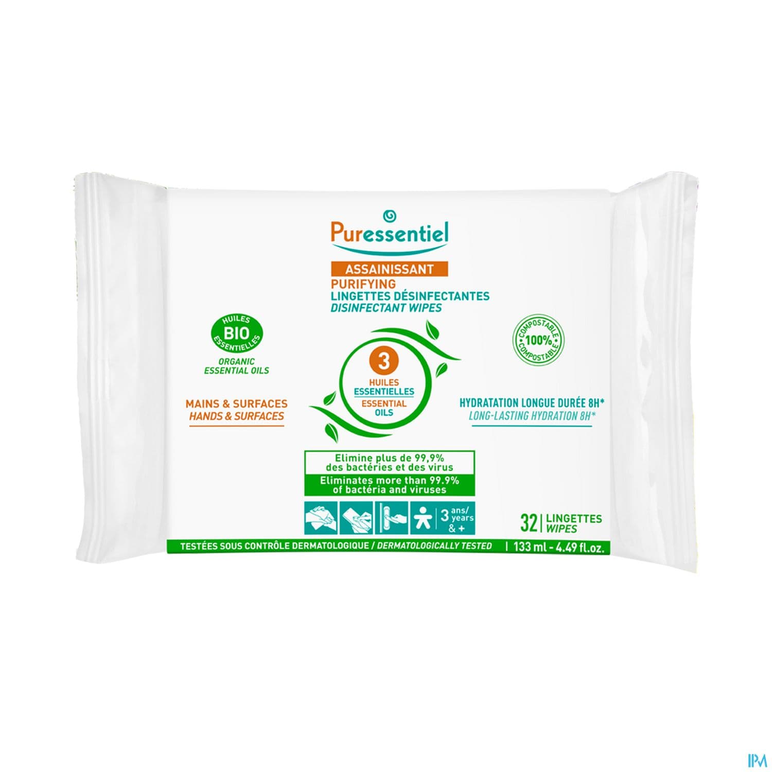 Puressentiel Lingette Desinfectante Mains Surfaces X32