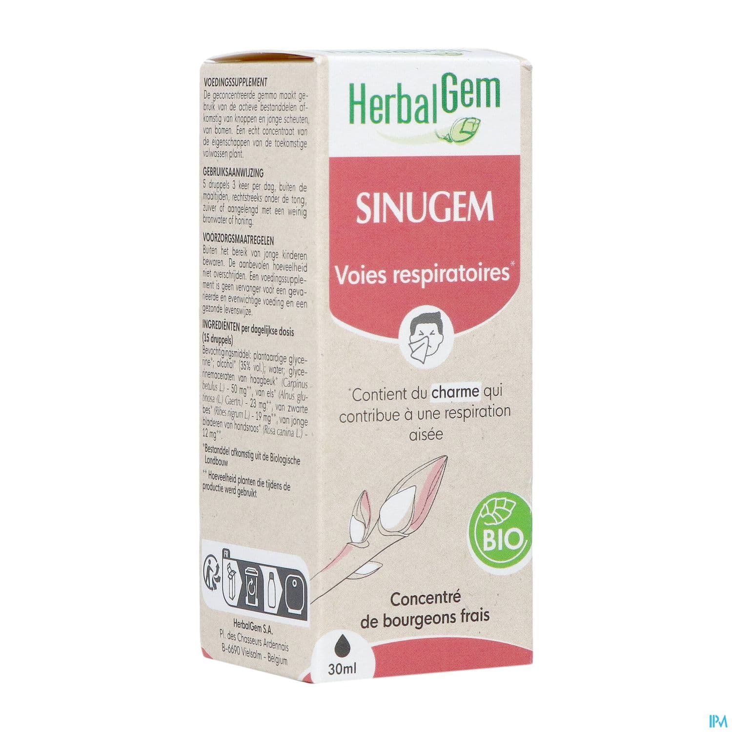 Herbalgem Sinugem Gc15 Voies Respiratoires Bio 30ml