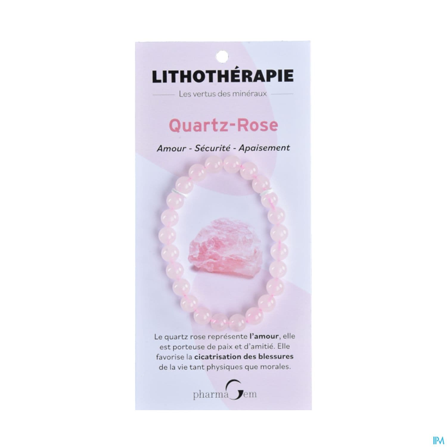 BRACEL LITHOTHERAP QUARTZ ROSE 8MM