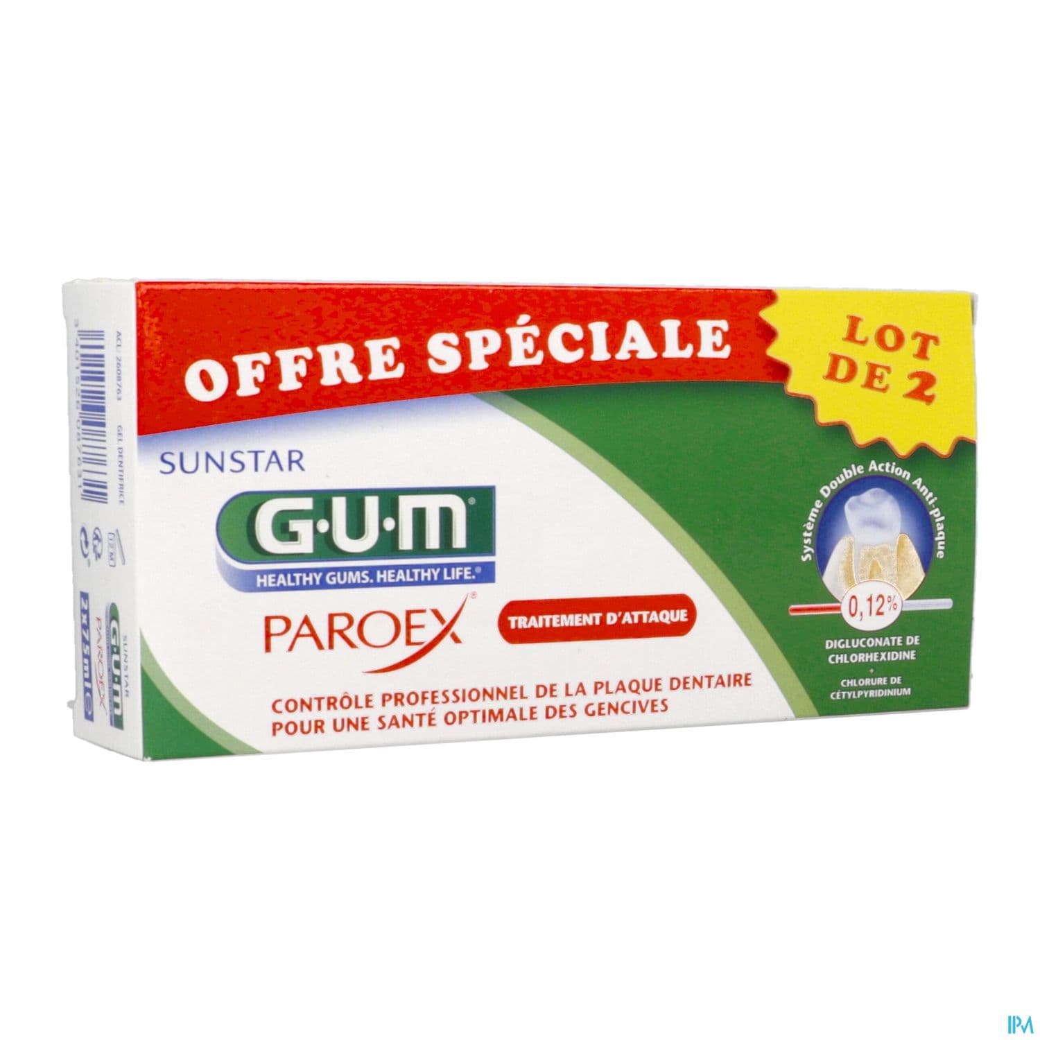 Gum Paroex Gel Dentifrice 75ml X2