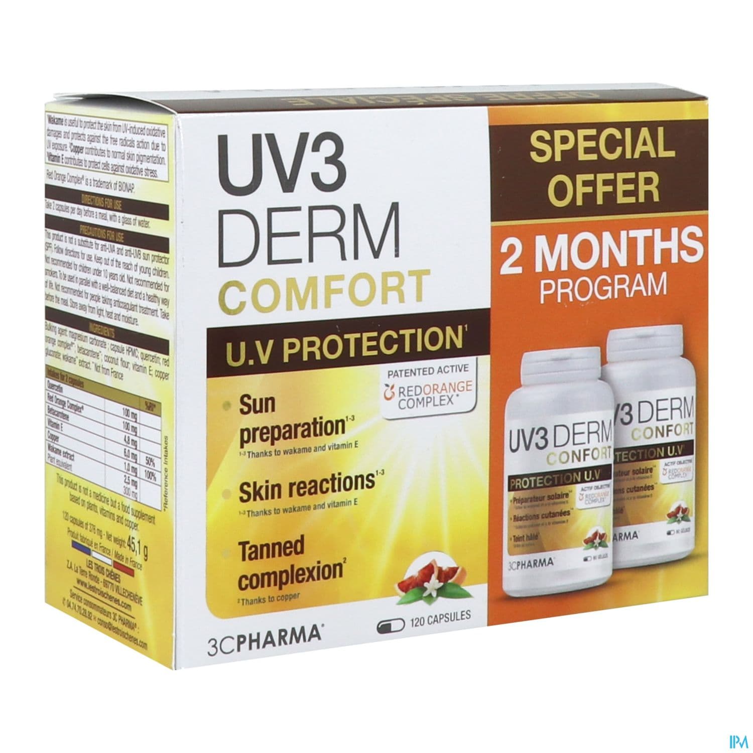 3c Pharma Uv3derm Confort Programme 2 Mois Gelule 120