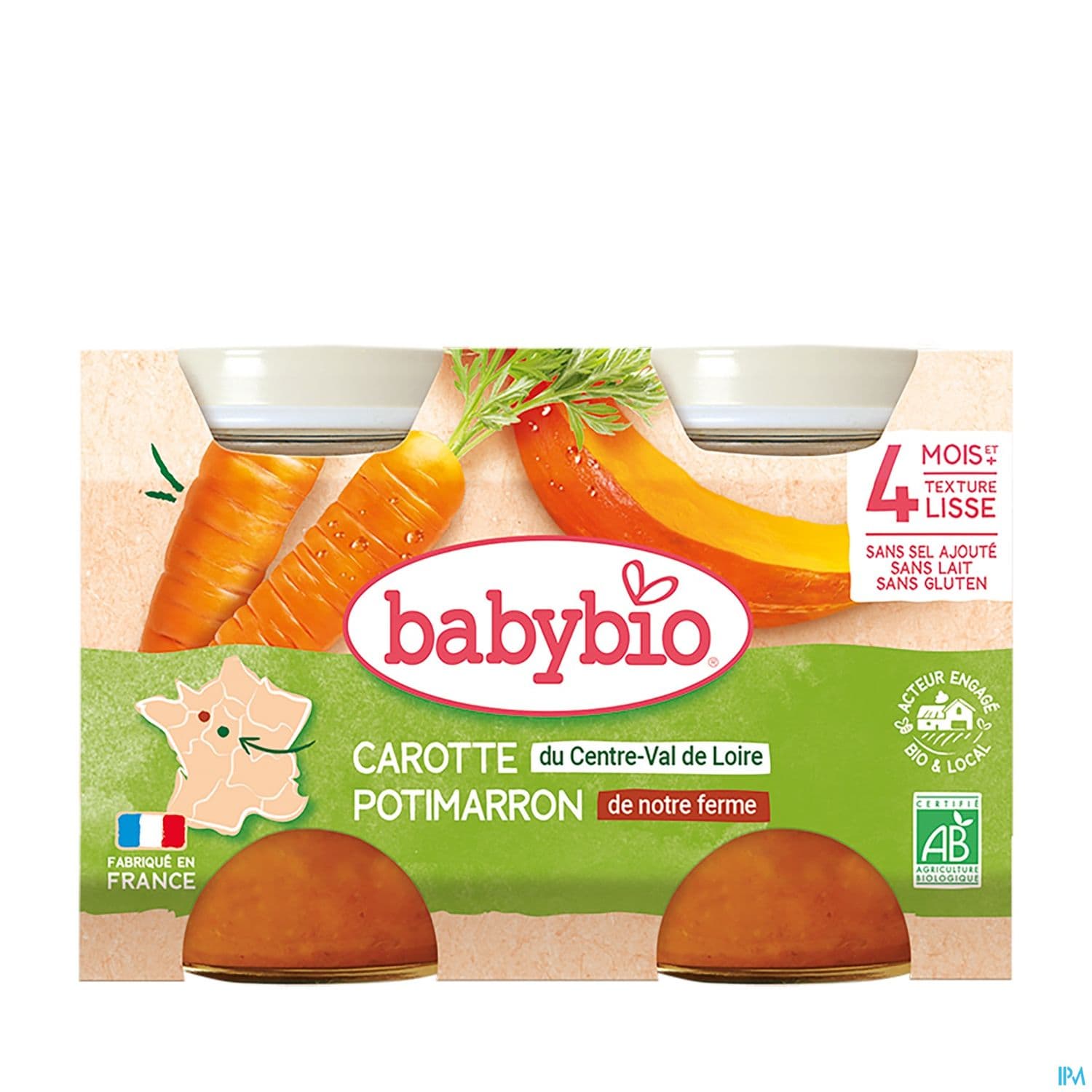 Babybio Carotte Des Landes Potimarron Du Centre Val De Loire 4m 130g X2 — Pharmacie Du Chatelet - Orleans