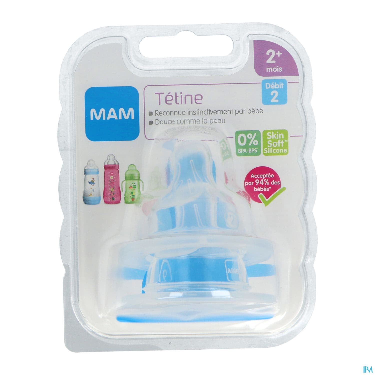 Mam Tetine Anatomique Debit 2 Moyen Silicone X2