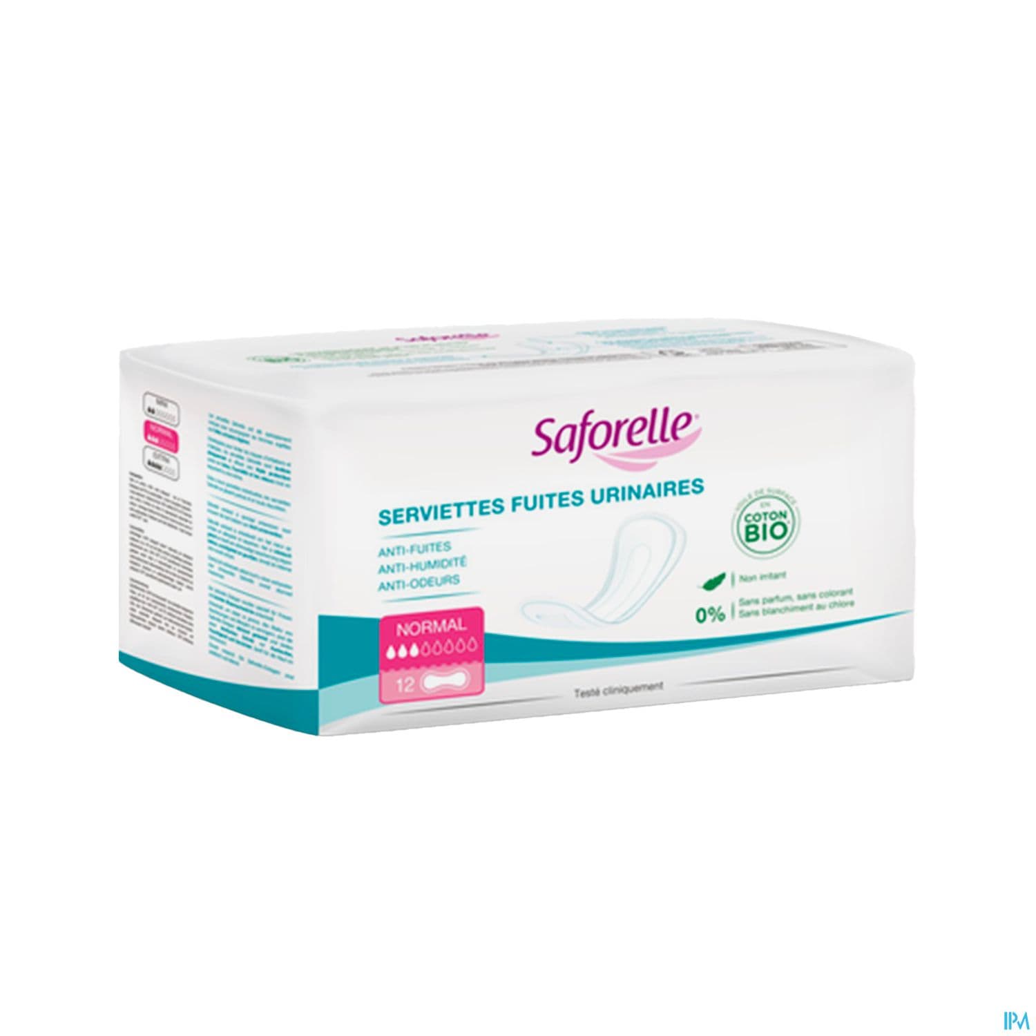 Saforelle Serviette Fuite Urinaire En Coton Bio Femme Normal Sachet 12