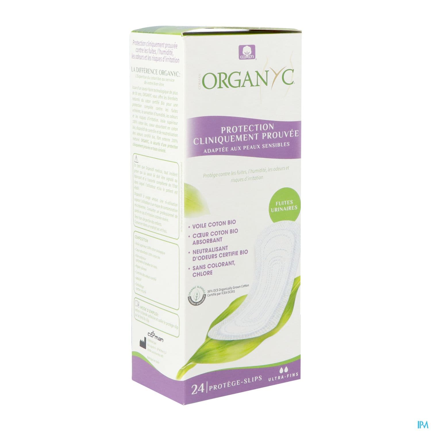 Organyc Protege Slip Ultrafin Coton Bio Pour Fuite Legere 24