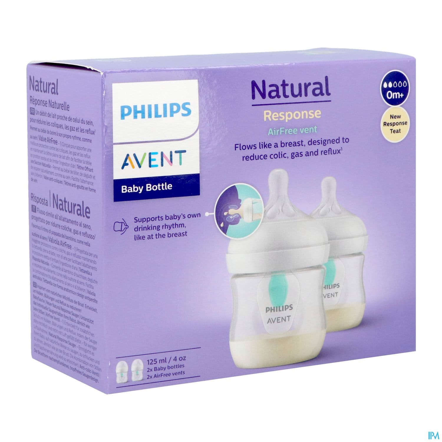 Avent Biberon Natural Response Anticolic Plastique 125ml X2