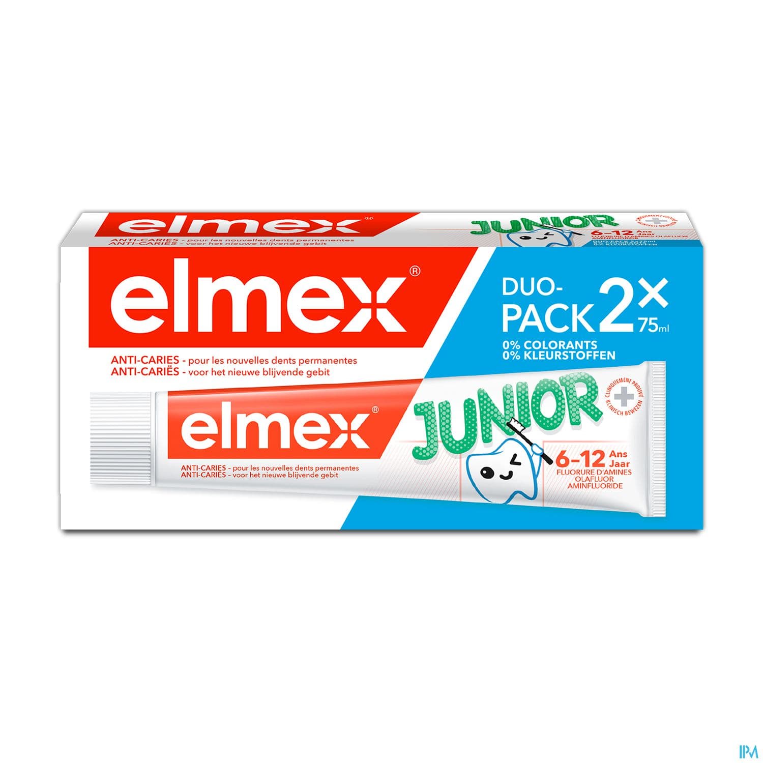 Elmex Junior Dentifrice Menthe 7/12ans 75ml X2