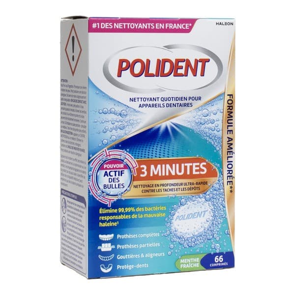 HALEON POLIDENT NETTOYANT 3 MINUTES X66 — Pharmacie de l'Hopital - Kremlin-bicêtre