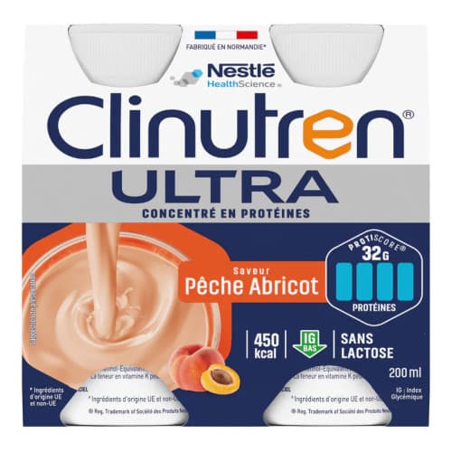 CLINUTREN ULTRA. DADFMS. saveur peche abricot 200 ml x 4 — Pharmacie Pharmagreen Boucicaut