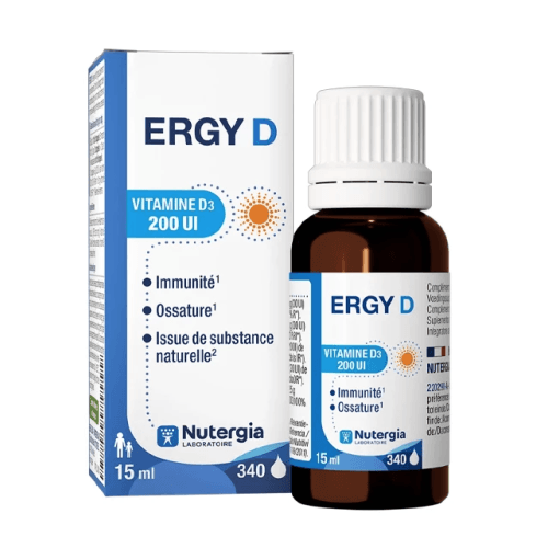ERGY D 200 UI Goutte buvable. complement alimentaire riche en vitamine D3 issue de substance nat — Pharmacie Juin