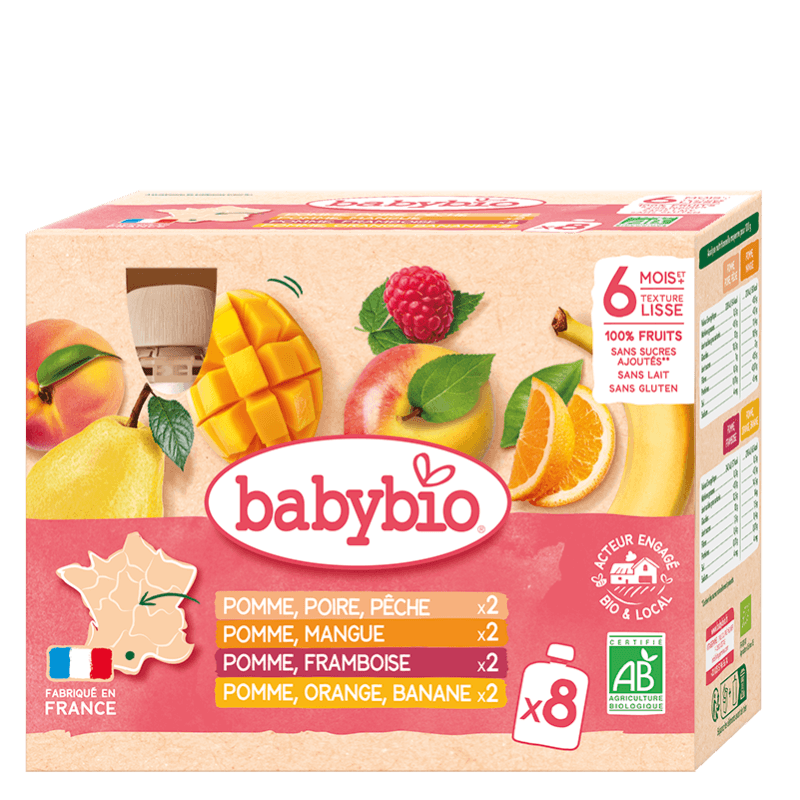 Babybio Multiparfum Fruits2 Gourde 6m 8x90g