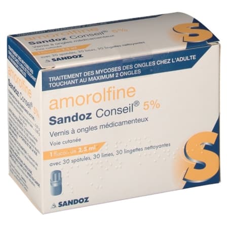 AMOROLFINE 5% SDZ CONS VER FL2,5ML — Pharmacie porte de la villette