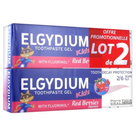 Elgydium Kids Gel Dentifrice 2/6ans Grenadine 50ml X2