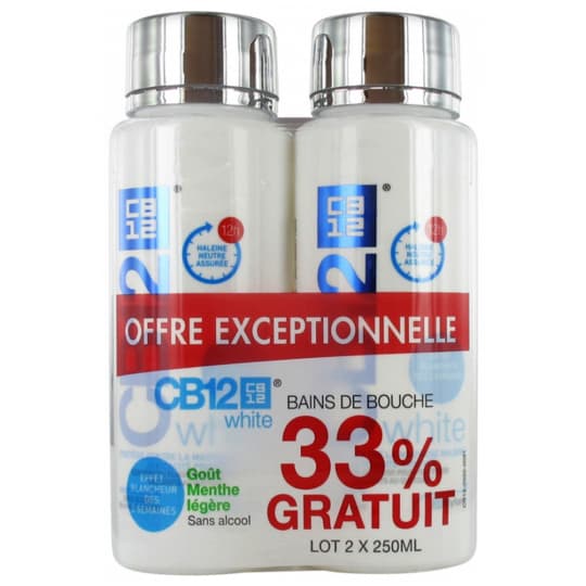 CB12 WHITE BAIN DE BOUCHE 250MLX2 — Pharmacie Belgrand Tenon