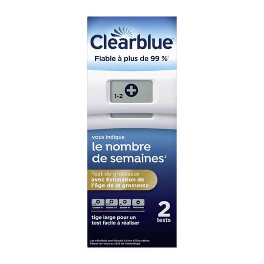 CLEARBLUE TEST DE GROSSESSE AVEC ESTIMATION D'AGE DE GROSSESSE Test de grossesse digital. avec Est — Pharmacie Fellous