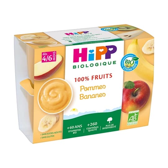 HIPP COMPOTE POM BANAN COUP 100GX4 — Pharmacie De L'Avenir Drancy