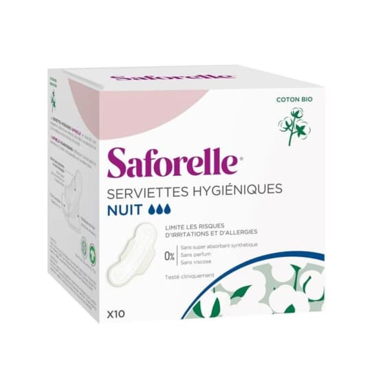SAFORELLE COTON PROT SERV NUIT 10 — Pharmacie Fellous