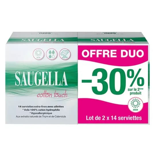 SAUGELLA COT TOUCH SERV JOUR 14X2 — Pharmacie Chartreuse