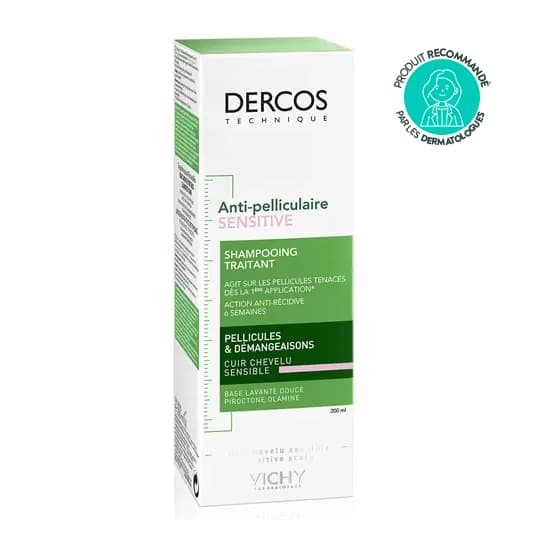 DERCOS SENSITIVE SHAMPOING ANTI PELLICULAIRE CUIR CHEVELU SENSIBLE. Flacon 200 ml — Pharmacie Pharmagreen Boucicaut