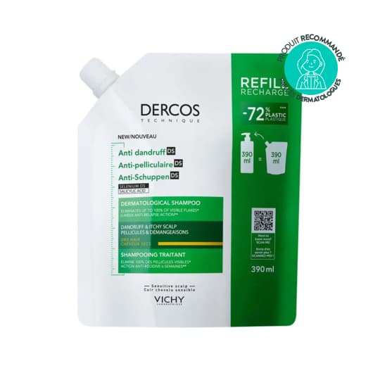 DERCOS DS SH A/PEL SEC RECH 390ML