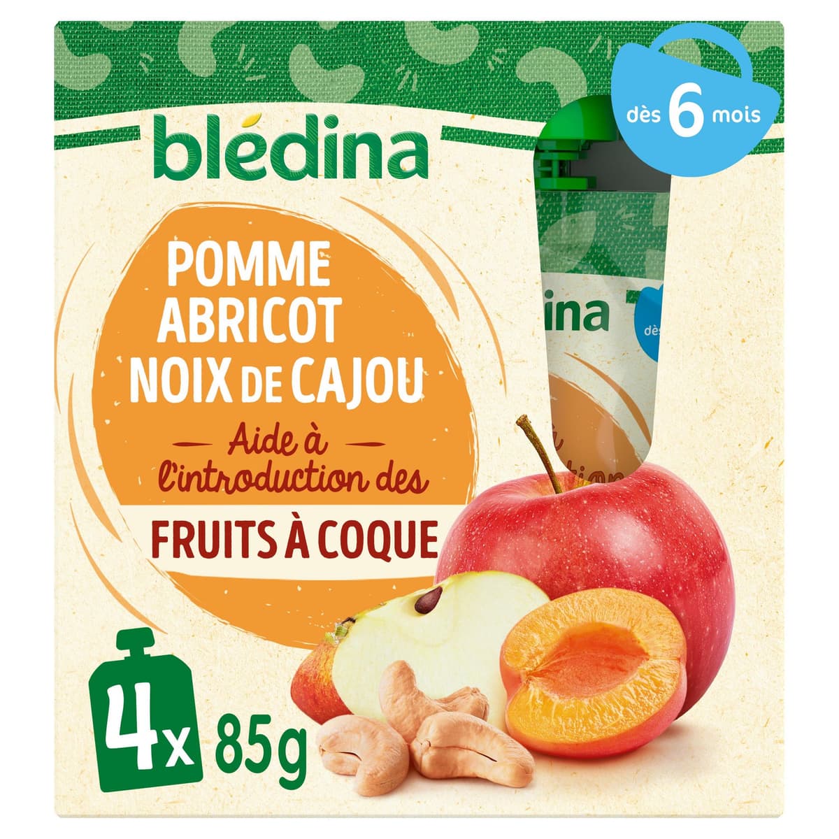 Bledina Introduction Des Fruits A Coques Pomme Abricot Noix De Cajou 4x85g — Pharmacie Juin