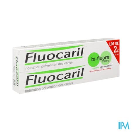 Fluocaril Bi Fluore 250mg Pate Dentifrice Menthe 75ml X2 — Pharmacie de la Mairie Montataire