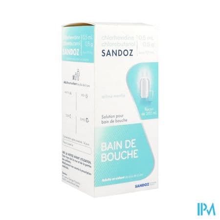 Chlorhexidine Chlorobutanol Sandoz 0ml5/0g5/100ml Bain De Bouche 200ml