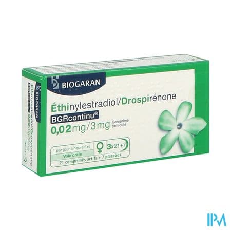 Ethinylestradiol Drospirenone Bgr Continu 0mg02/3mg Comprime 28 X3 — Pharmacie Lafayette des Clairions