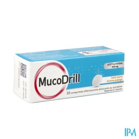Mucodrill 600mg Comprime Effervesent Sans Sucre 10 — Pharmacie Pharmavance Pierre Fontaine