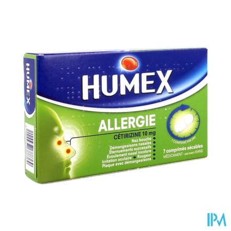 Humex Allergie Cetirizine 10mg Comprime Secable 7 — Pharmacie de la Gare Montparnasse