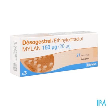 Desogestrel Ethinylestradiol Mylan 150mcg/20mcg Comprime 21 X3 — Grande Pharmacie du Centre