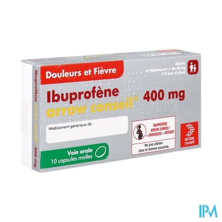 IBUPROFENE 400MG ARW CONS CAPS 10 — Pharmacie Le pallec