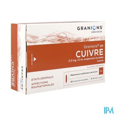 GRANIONS CUIVRE AMP BUV 2ML 30 — Pharmacie du Flore