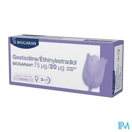 Gestodene Ethinylestradiol Biogaran 75mcg/20mcg Comprime 21 X3 — Pharmacie centrale de la Villette 93 Pharmacie de garde 24h/24