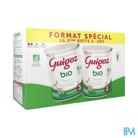 Guigoz 3 Croissance Bio Poudre 800g X2