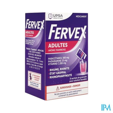 Fervex Adultes Framboise Granules Sachet 8