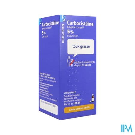 Carbocisteine Biogaran 5% Sans Sucre Adulte 200ml