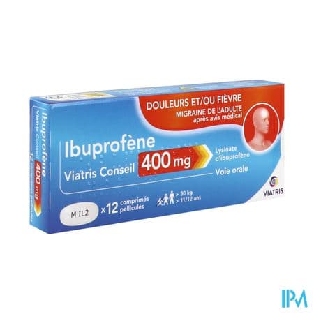 IBUPROFENE 400MG VTS CONS CPR12 — Pharmacie des Banquets