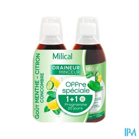 Milical Draineur Ultra Menthe Citron Solution Buvable 500ml X2
