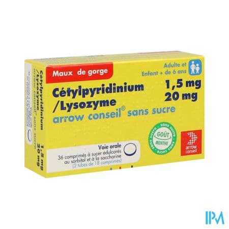 Cetylpyridinium Lysozyme Arrow Conseil Sans Sucre Comprime A Sucer 36