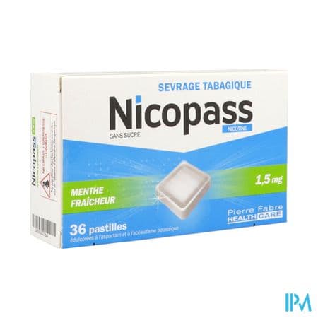 NICOPASS 1,5MG S/S MENTHE PAST 36 — Pharmacie de la Plaine - Saint-Denis