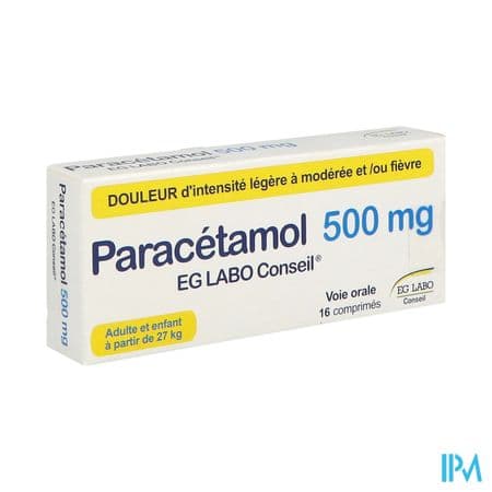 PARACETAMOL 500MG EG CONS CPR16 — Pharmacie Centrale Boulogne by Nexum