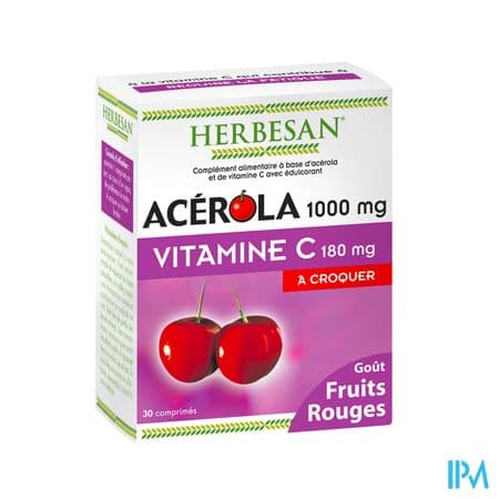 Herbesan Acerola 1000 Gout Fruits Rouges Comprime A Croquer 30