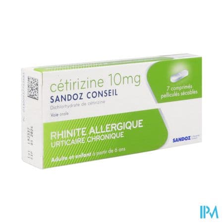 Cetirizine Sandoz Conseil 10mg Comprime Secable 7