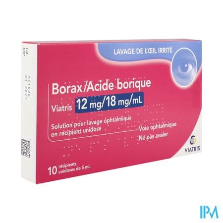 Borax Acide Borique Viatris 12mg/18mg/ml Solution Pour Lavage Ophtalmique 5ml 10