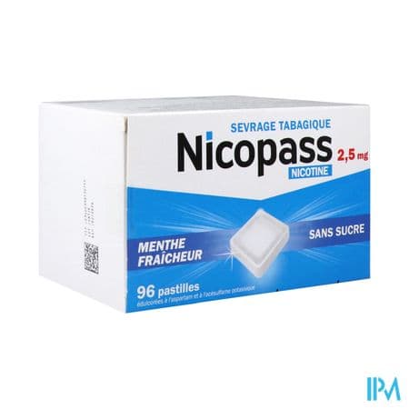 NICOPASS 2,5MG S/S MENTHE PAST 96 — Pharmacie Bellevue Limoges